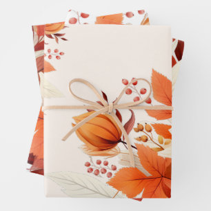 De Papier Cadeau Elégant baby shower feuille à fleurs automne