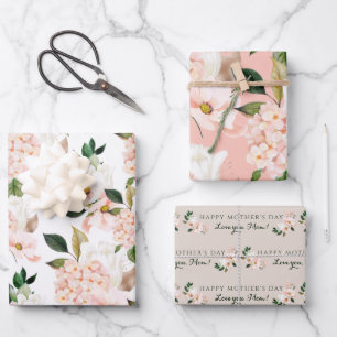 De Papier Cadeau Fête des mères d'Hydrangea enveloppant des feuille