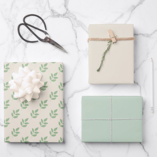 De Papier Cadeau Feuille Feuille verte (Recto)