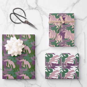 De Papier Cadeau Feuille thématique Monstera Violet Vert Jungle
