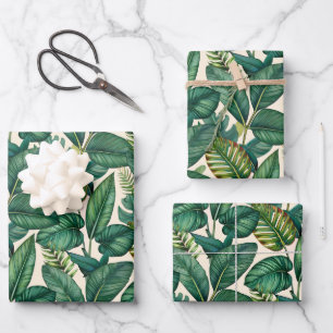 De Papier Cadeau Green & Turquoise Palm Monstera Tropical Feuille M