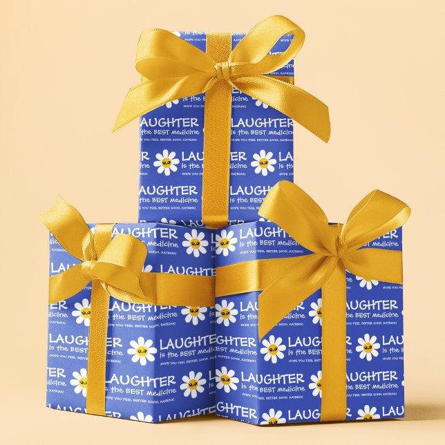 De Papier Cadeau Le Rire Est La Meilleure Feuille D'Emballage Médic (Cheer someone up with these, "Laughter is the best medicine" wrapping paper sheets! )