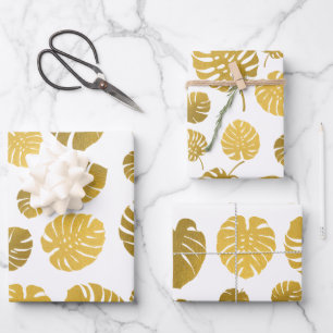 De Papier Cadeau Monstère d'or moderne Feuille Tropical Motif