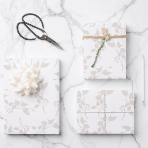 De Papier Cadeau Motif décoratif en feuille beige botanique