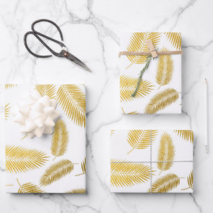 De Papier Cadeau Motif Feuille Faux Gold Palm