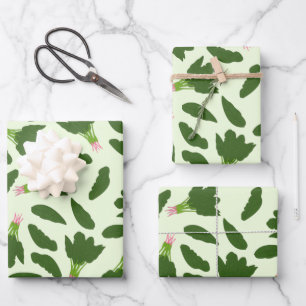 De Papier Cadeau Motif Feuille Green Spinach