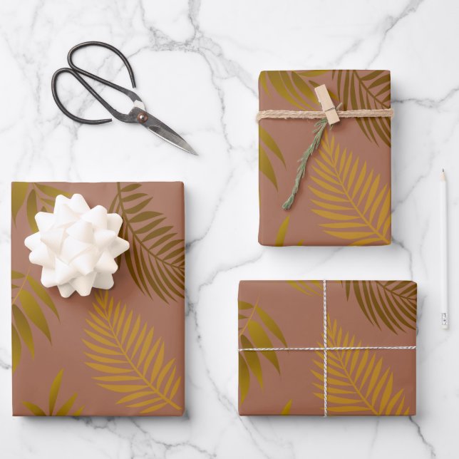 De Papier Cadeau Motif Feuille tropical 15 (Recto)