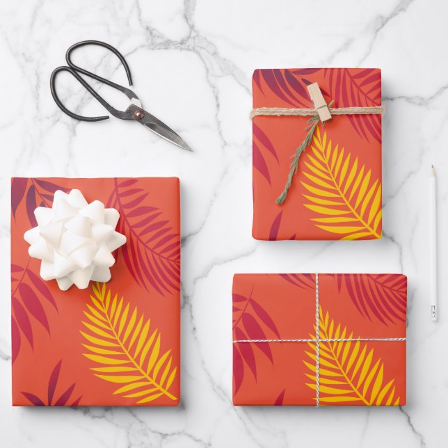 De Papier Cadeau Motif Feuille tropical 18 (Recto)