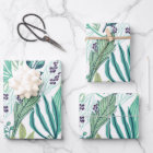 Motif Feuille vert, tosca et bleu foncé