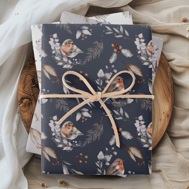 De Papier Cadeau Russe Woodland Robin Feuille d'hiver (Créateur téléchargé)