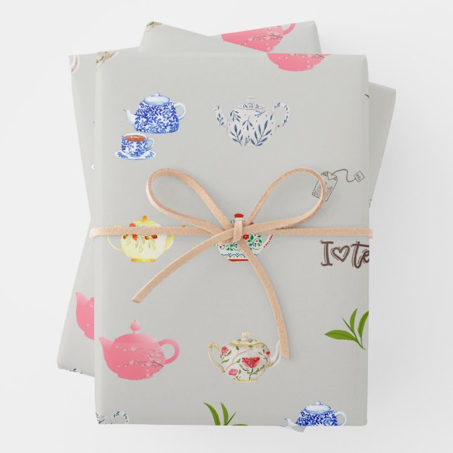De Papier Cadeau Tea-ots et thé vert Feuille (En situation)