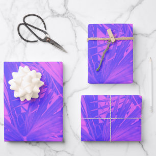De Papier Cadeau Vibrant Boho Tropical Feuille Botanique Violet ros