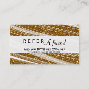 De Parrainage Carte cliente Chic Blanc et Faux Paillettes Dorées