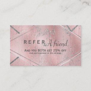 De Parrainage Carte cliente Pink & Silver Satin RECOMMANDER UN A