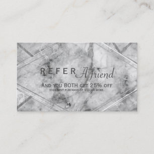 De Parrainage Carte cliente REFER A FRIEND Marbre Gris & Blanc