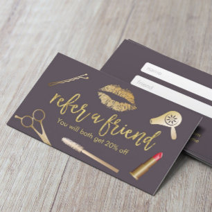 De Parrainage Carte référral Purple & Gold Beauty Salon