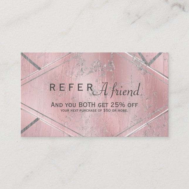 De Parrainage Pink & Silver Satin REFUSER UNE Carte Client AMIE (Devant)