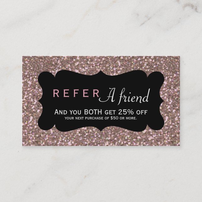 De Parrainage RECOMMANDER UN AMI Carte clientele Rose Gold Paill (Devant)