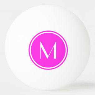 De Ping Pong Monogramme personnalisé rose qui frappe la balle