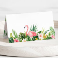 Aquarelle Flamant rose Tropical Plié Carte Place