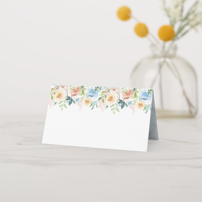 De Placement Aquarelle Pastel Garden Floral Mariage Carte Place (Devant)