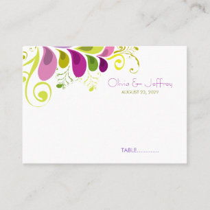 De Placement Art Déco Coloré Floral Feuille Mariage Carte Place