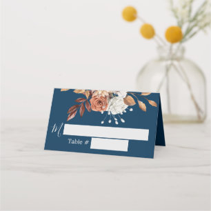 De Placement Automne Floral Marine Blue Mariage Carte Place