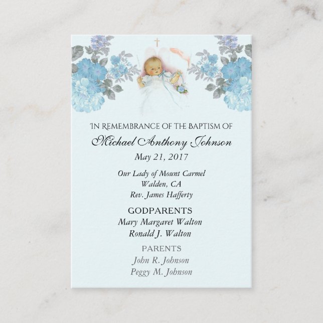 De Placement Baby Boy Baptismal Souvenir Carte Sainte (Devant)