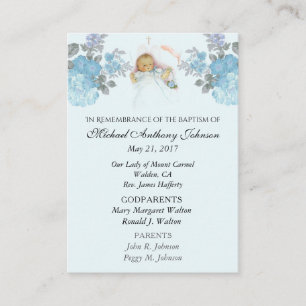 De Placement Baby Boy Baptismal Souvenir Carte Sainte