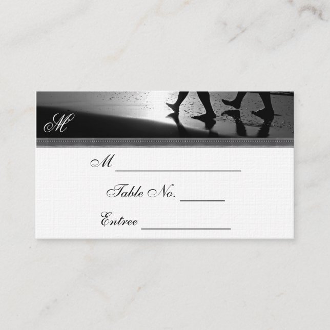 De Placement Balade romantique Monogram Argent Mariage Carte Pl (Devant)