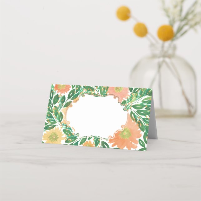 De Placement Belle Fleurs Aquarelle Peinture Carte Place (Devant)