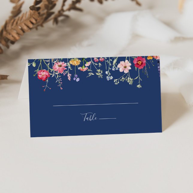 De Placement Boho Multicolor Fleur sauvage Mariage Carte Place (Créateur téléchargé)