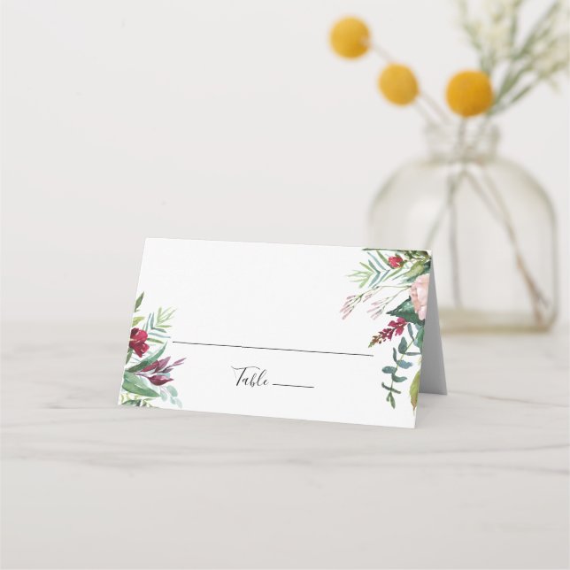 De Placement Calligraphie Mariage floral tropical Carte Place (Devant)