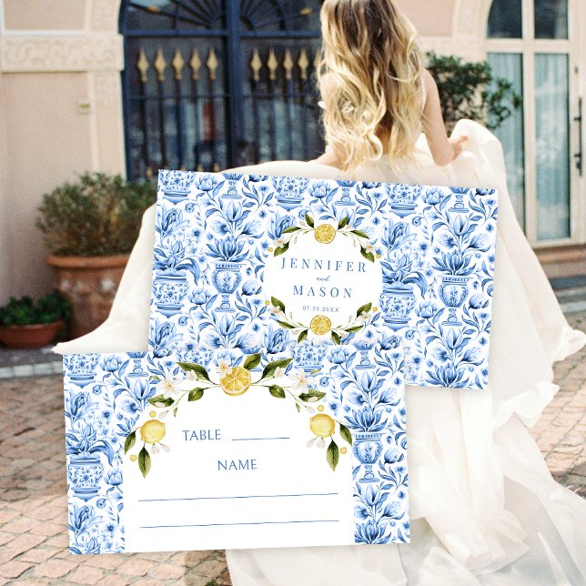 De Placement Carrelage bleu citron italien mariage plat carte (Créateur téléchargé)