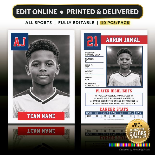 De Placement Carte à collectionner personnalisée, Classique All (Custom Sports Trading Cards Personalized Player Cards Team Photo Cards Football, Baseball, Hockey)