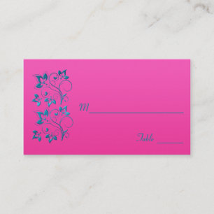 De Placement Carte à puce florale Fuchsia et Turquoise