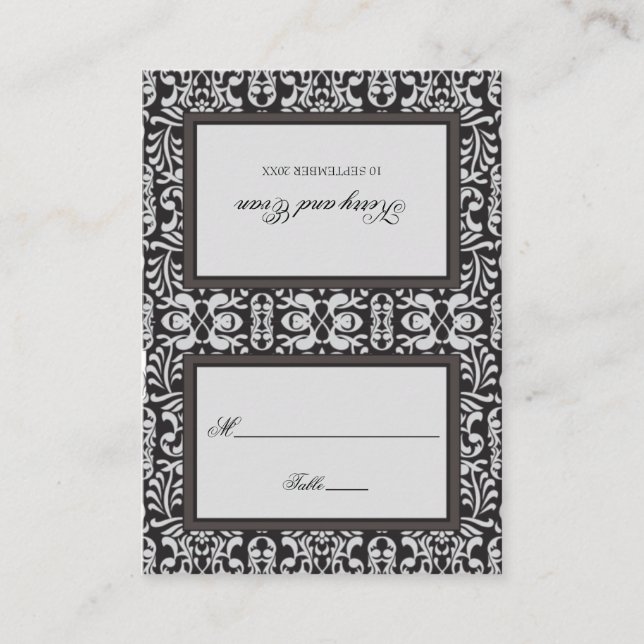 De Placement Carte Art déco Damask Place Card (Devant)