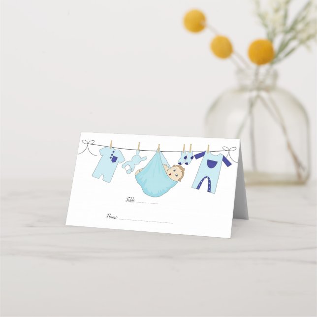 De Placement Carte Baby shower à illustration bleue (Devant)