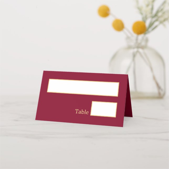 De Placement Carte Burgundy Golden Beige Mariage pliée Place Ca (Devant)