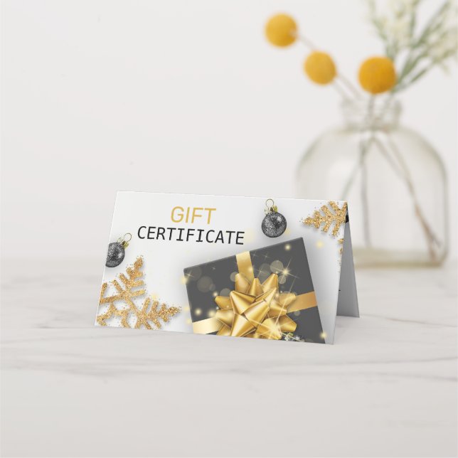 De Placement Carte cadeau Black Christmas Ball Gold Snowflake C (Devant)