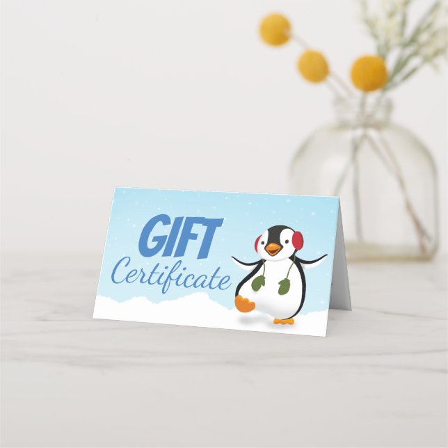 De Placement Carte cadeau Pingouin d'hiver mignonne (Devant)