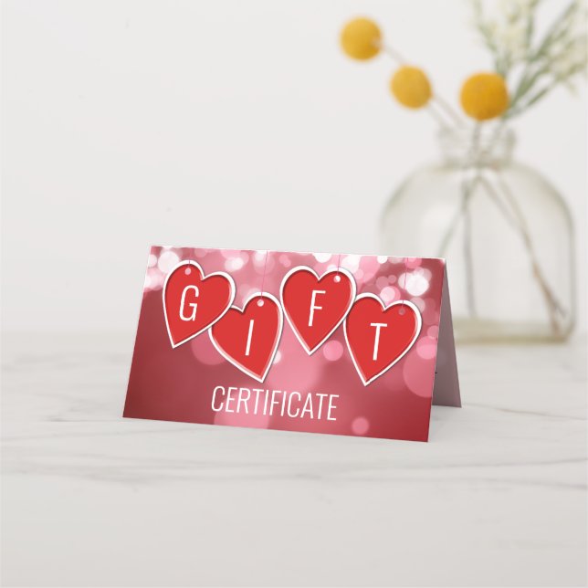 De Placement Carte cadeau Valentine's Day Love Red Hearts (Devant)