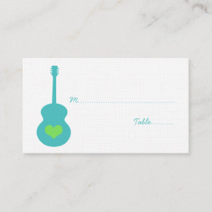 De Placement Carte Coeur Aqua/Guitare Verte