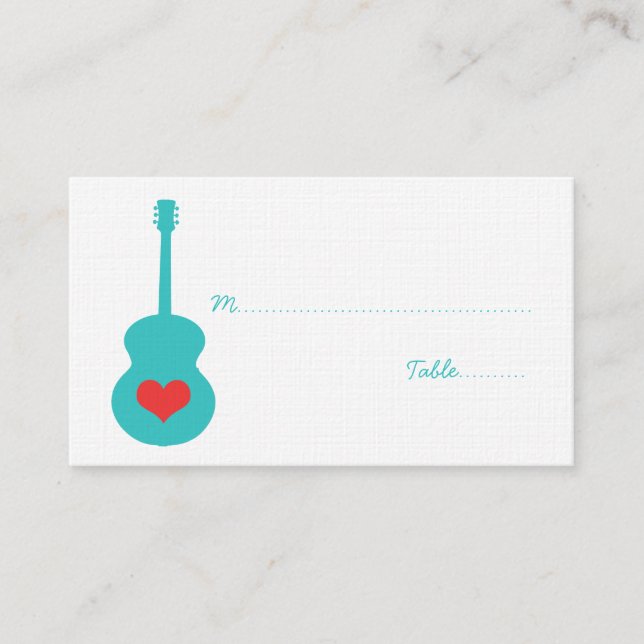 De Placement Carte Coeur Aqua/Red Guitar (Devant)