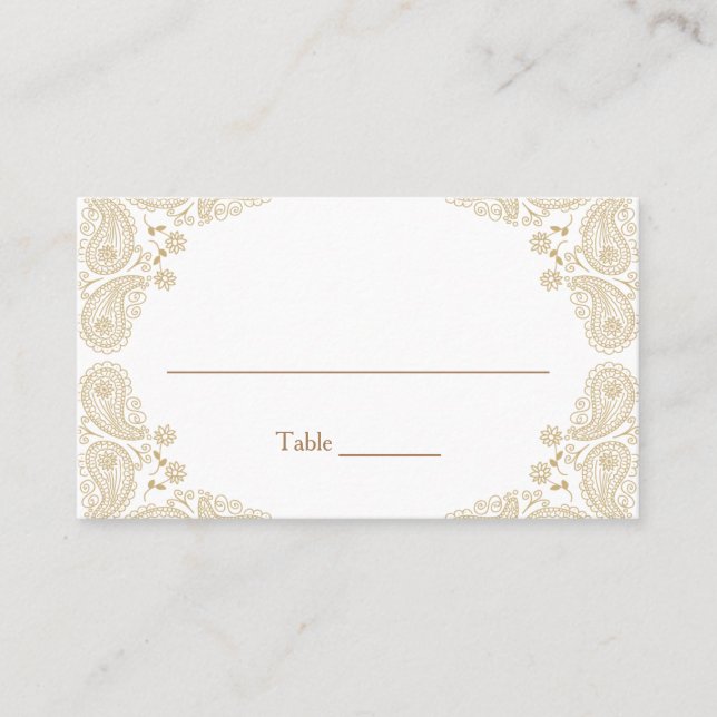De Placement Carte d'affectation Rustique Mariage I Paisley Tab (Devant)
