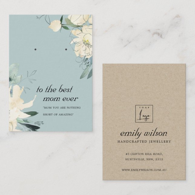 DE PLACEMENT CARTE D'AFFICHAGE GRAY WHITE FLORAL MOM (Devant / Derrière)