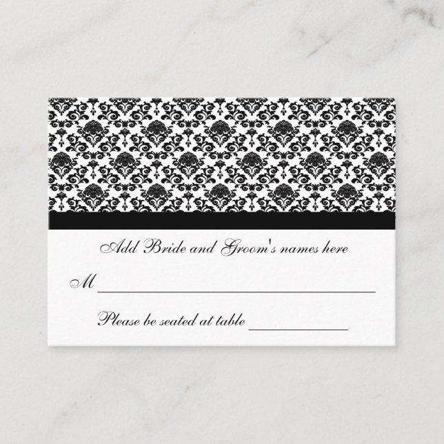 De Placement Carte Damask Blanc Et Noir Forme Place Place (Devant)