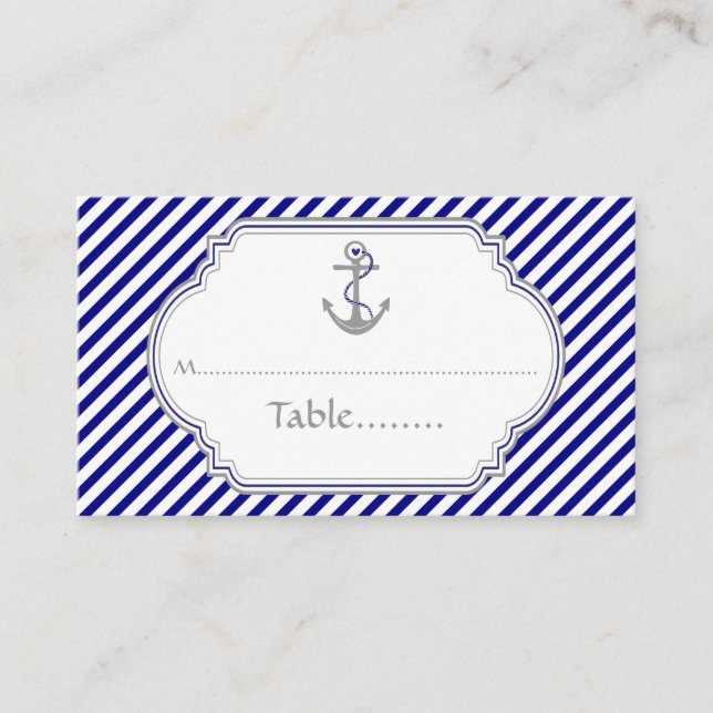 De Placement Carte d'ancrage bleu marine mariage nautique (Devant)