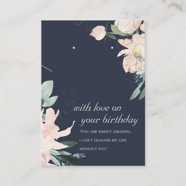 DE PLACEMENT CARTE D'ÉLEVAGE FLEURIE MARINE BLUSH ANNIVERSAIRE  (Devant)