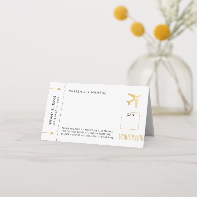 De Placement Carte d'embarquement Gold Avion Billet plié Escort (Devant)